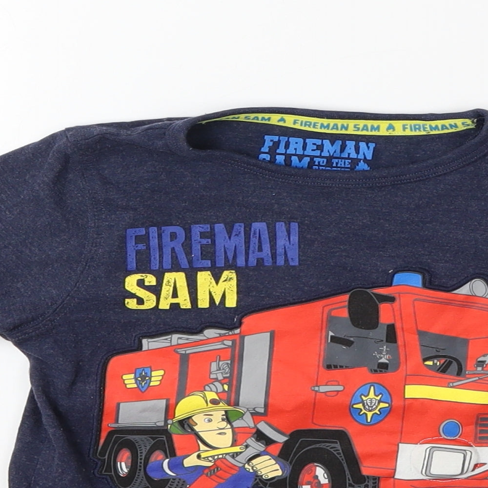 Marks and Spencer Boys Blue   Basic T-Shirt Size 3-4 Years  - fireman sam