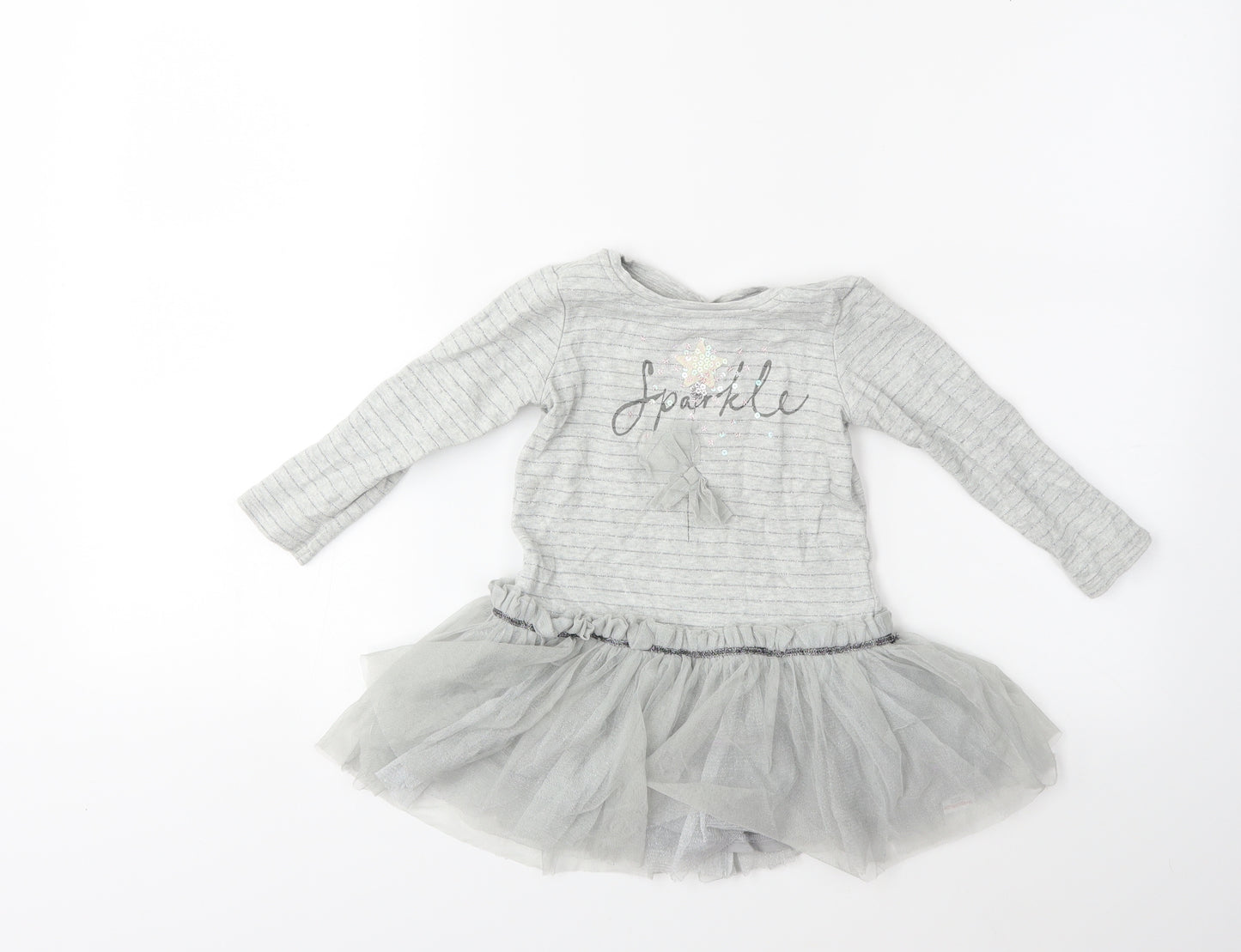 NEXT Baby Grey Striped  Tutu Dress  Size 12-18 Months