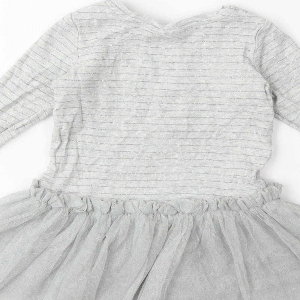 NEXT Baby Grey Striped  Tutu Dress  Size 12-18 Months