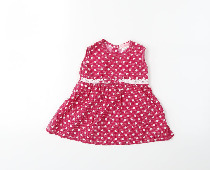 Isabelle Rose Collection Baby Pink Polka Dot Fit & Flare Size 12-18 Months