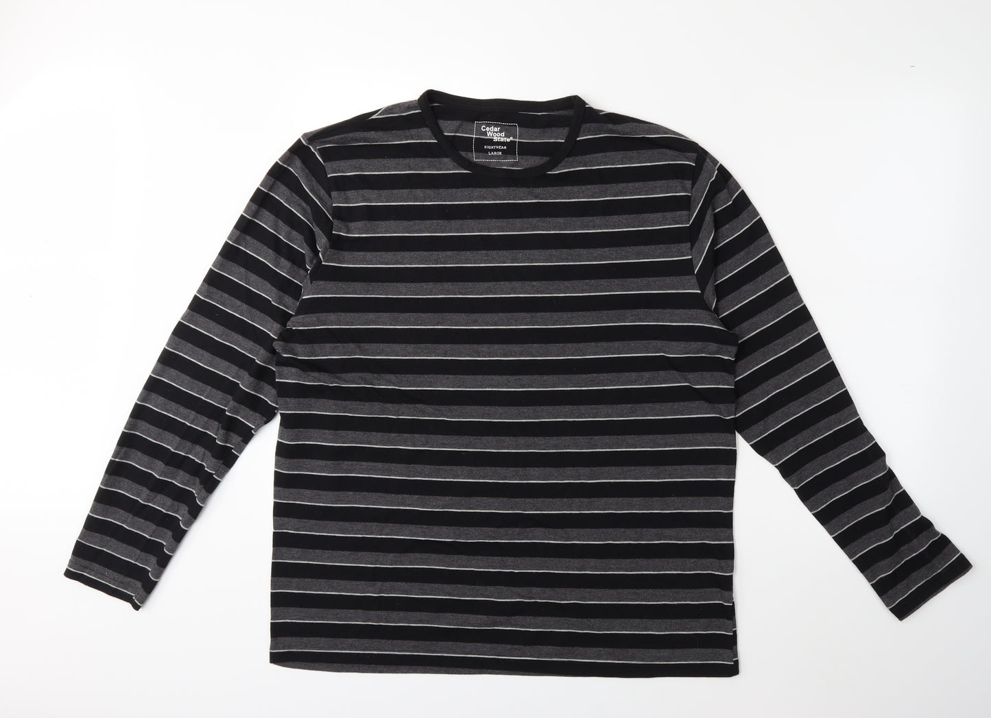 Cedar Wood State Mens Grey Striped   T-Shirt Size L