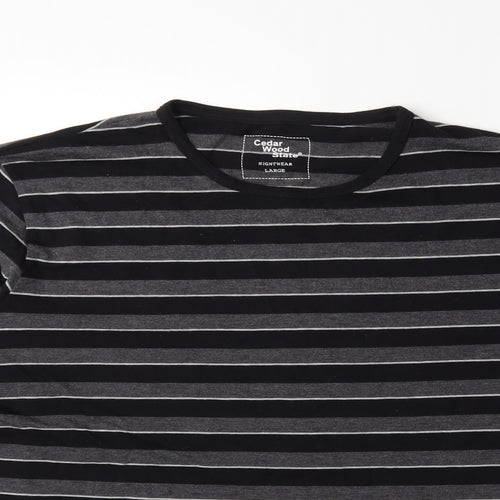 Cedar Wood State Mens Grey Striped   T-Shirt Size L
