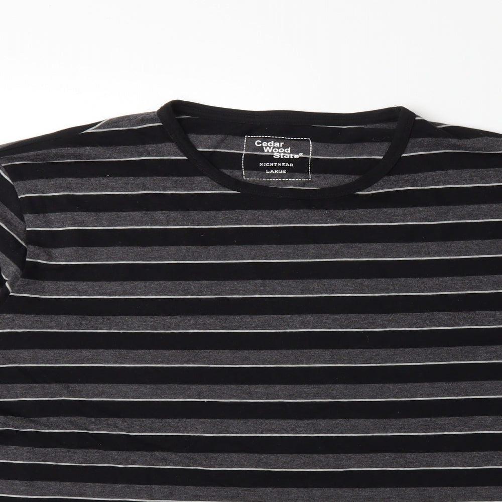 Cedar Wood State Mens Grey Striped   T-Shirt Size L