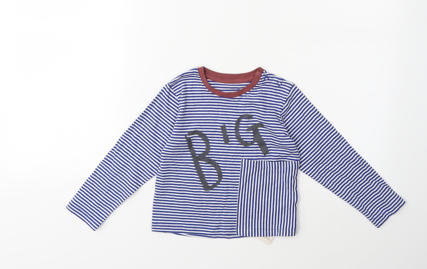 Marks and Spencer Boys Blue Striped  Basic T-Shirt Size 2-3 Years