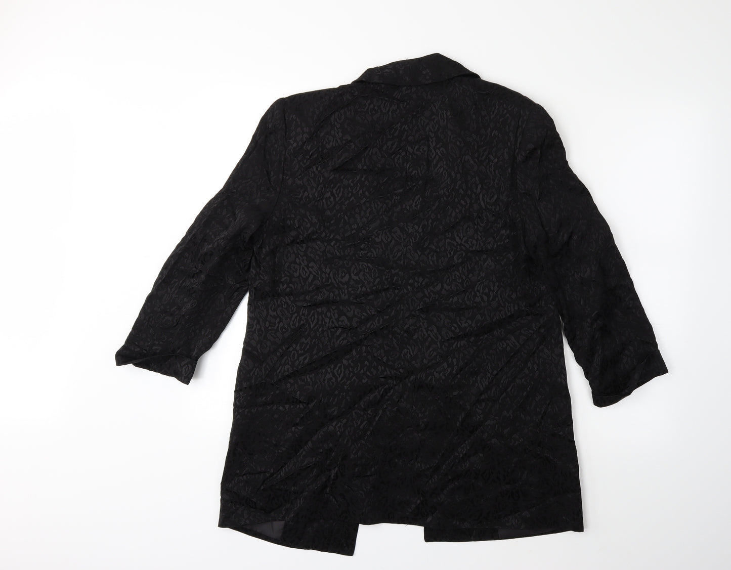 Miss Selfridge Womens Black Animal Print Rayon Jacket Blazer Size 12