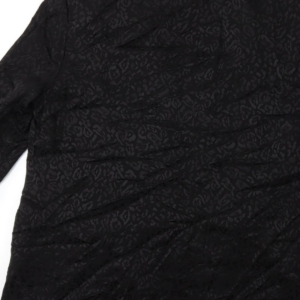 Miss Selfridge Womens Black Animal Print Rayon Jacket Blazer Size 12
