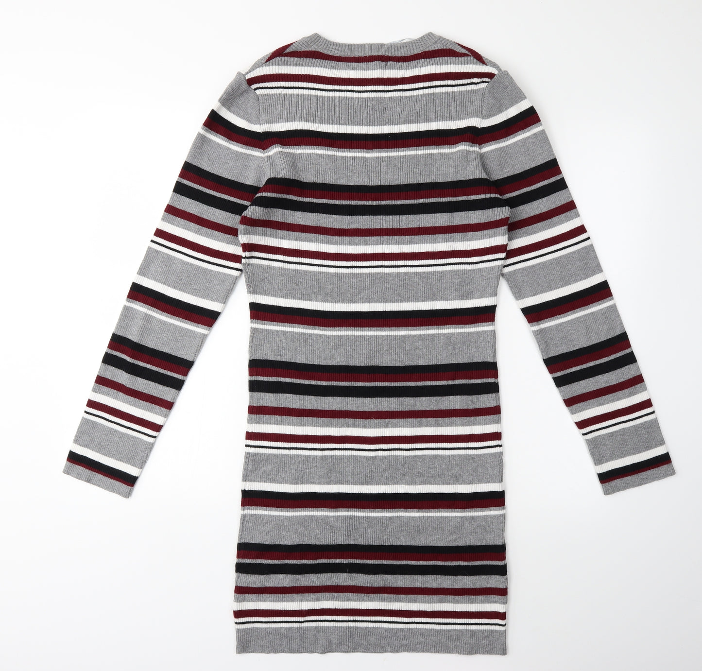 New Look Womens Grey Striped Knit Jumper Dress  Size 18