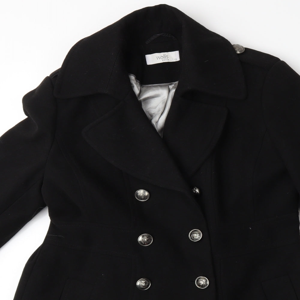 Wallis Womens Black   Overcoat Coat Size 12