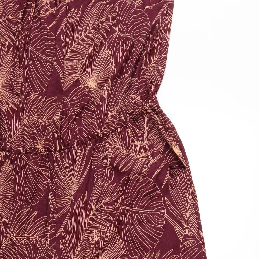 George Womens Red Floral  Jumpsuit One-Piece Size 16