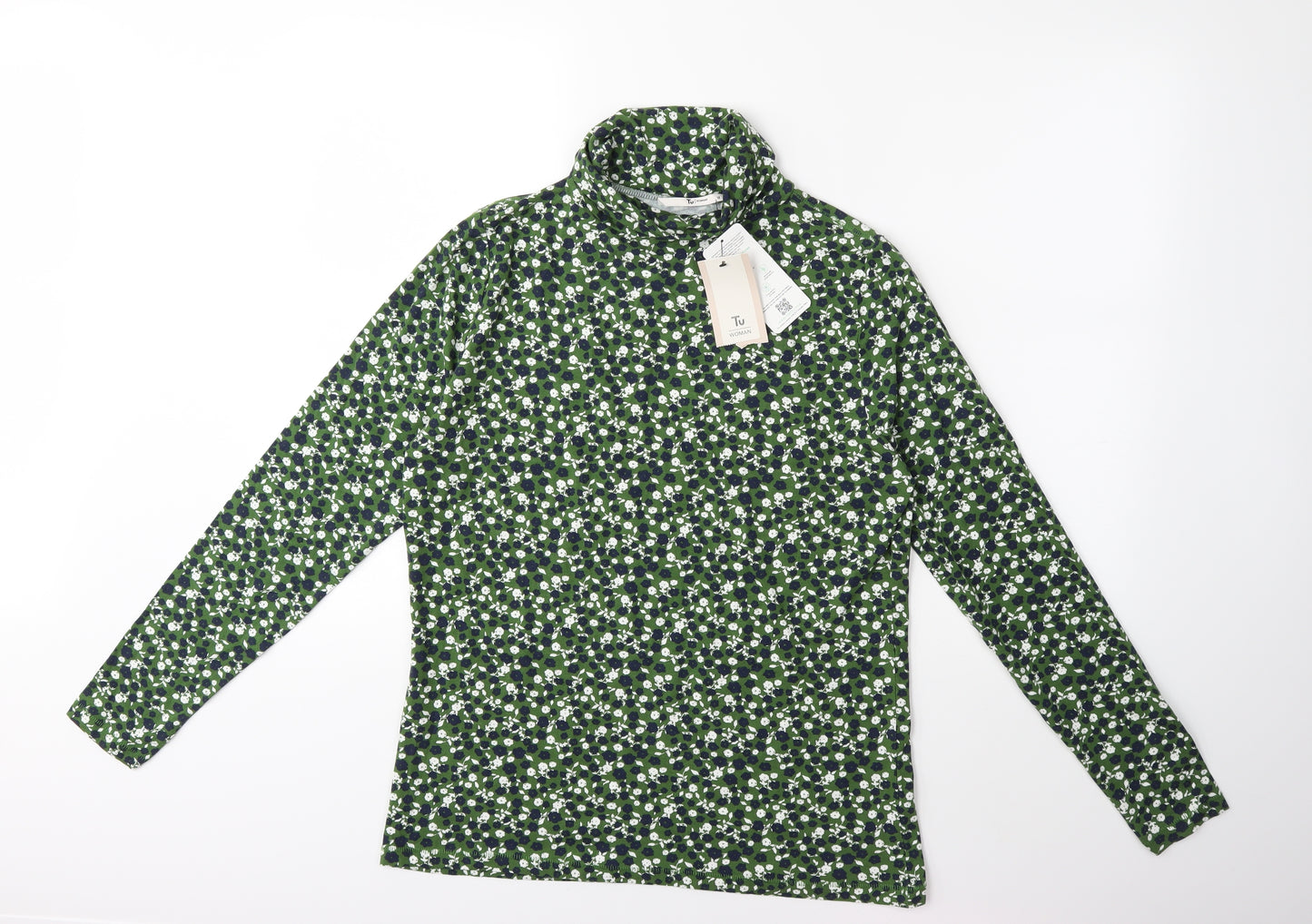 TU Womens Green Floral  Basic T-Shirt Size 18