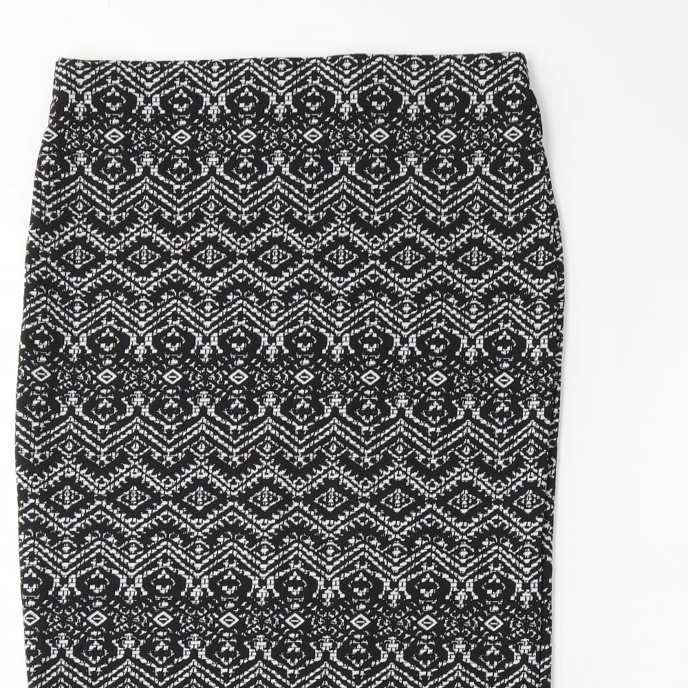 F&F Womens Black Striped  Straight & Pencil Skirt Size 14