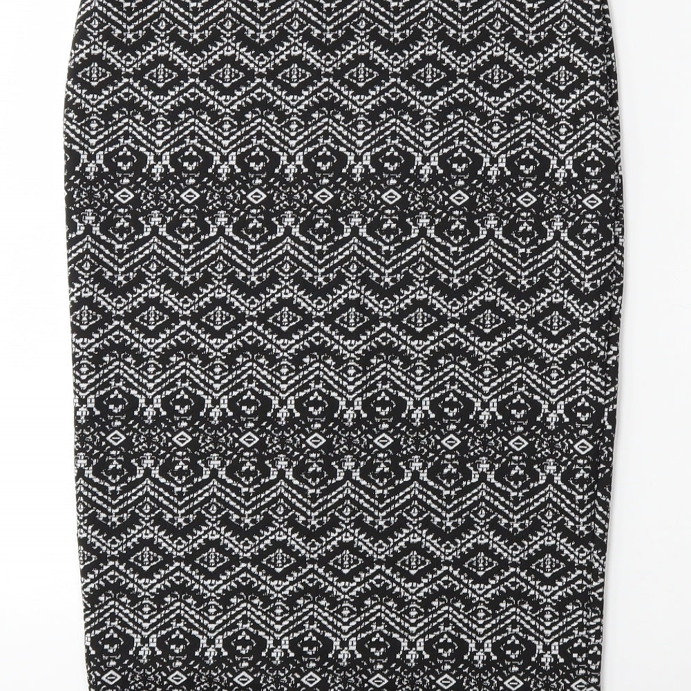 F&F Womens Black Striped  Straight & Pencil Skirt Size 14