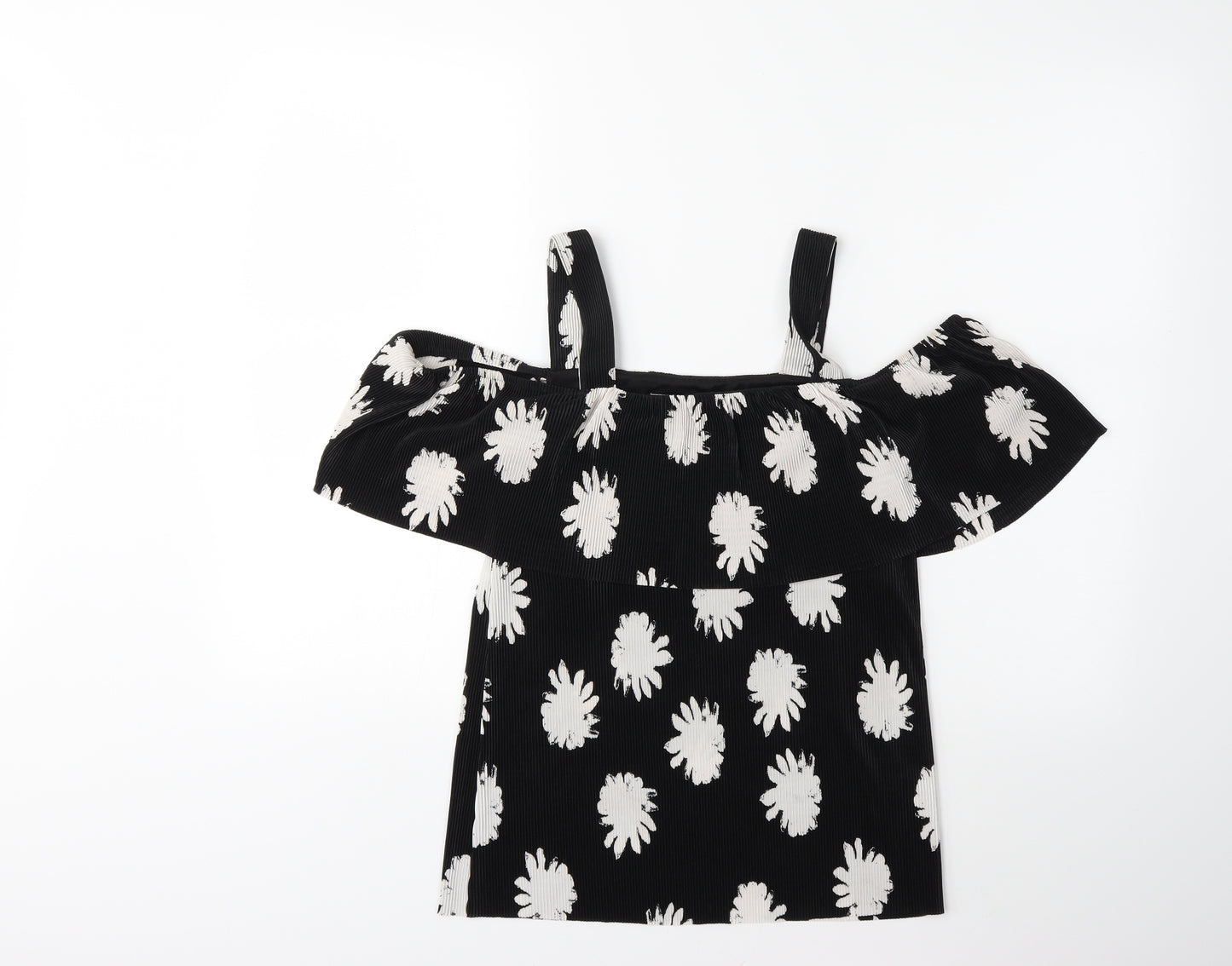 Warehouse Womens Black Floral  Basic Blouse Size 10