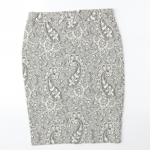 F&F Womens White Floral  Straight & Pencil Skirt Size 12
