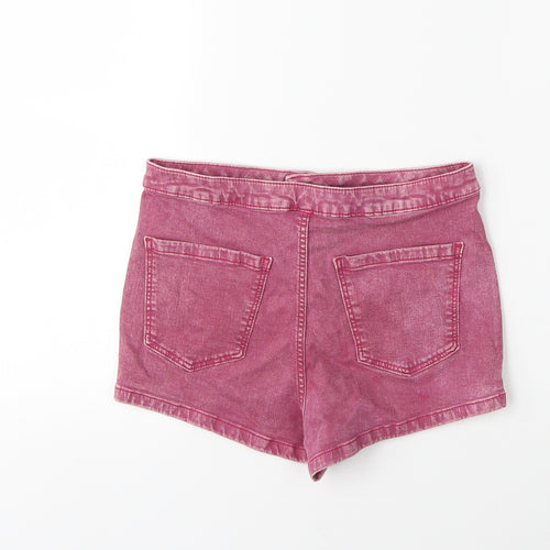 Topshop Womens Pink  Denim Hot Pants Shorts Size 10