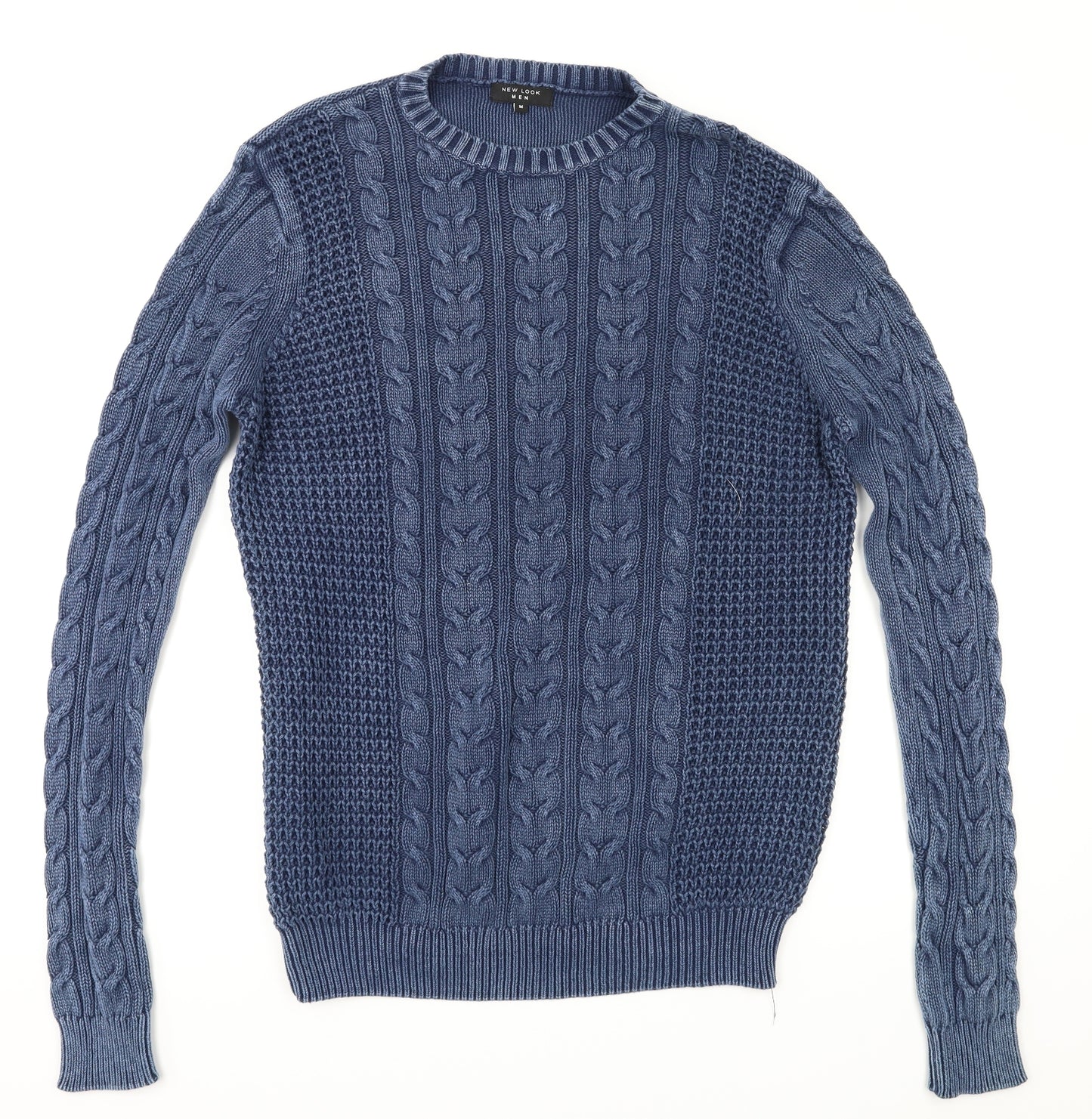 New Look Mens Blue Argyle/Diamond  Pullover Jumper Size M