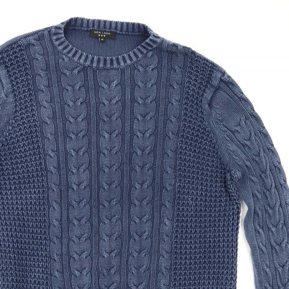 New Look Mens Blue Argyle/Diamond  Pullover Jumper Size M