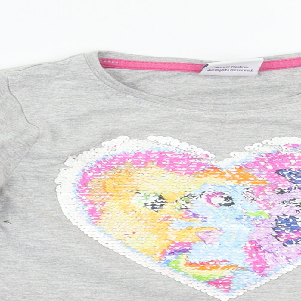 Lilly&Dan Girls Grey Animal Print  Basic T-Shirt Size 4-5 Years