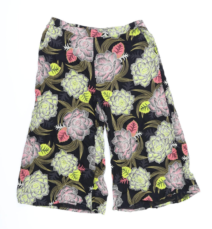 Next  Womens Black Floral  Trousers  Size 10 L20 in