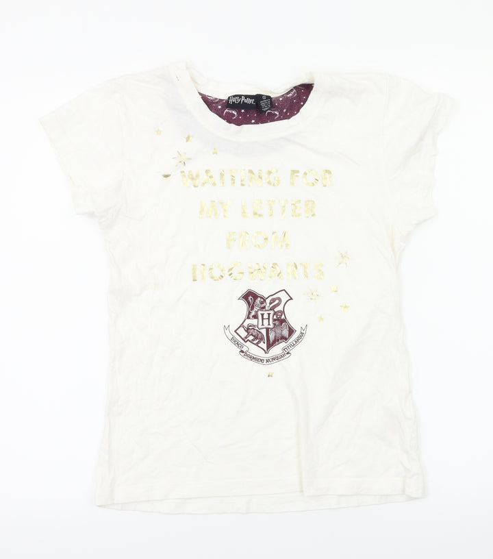 Primark Girls White Animal Print Basic T-Shirt Size S