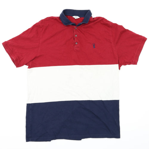 Next  Mens Red Striped   Polo Size XL