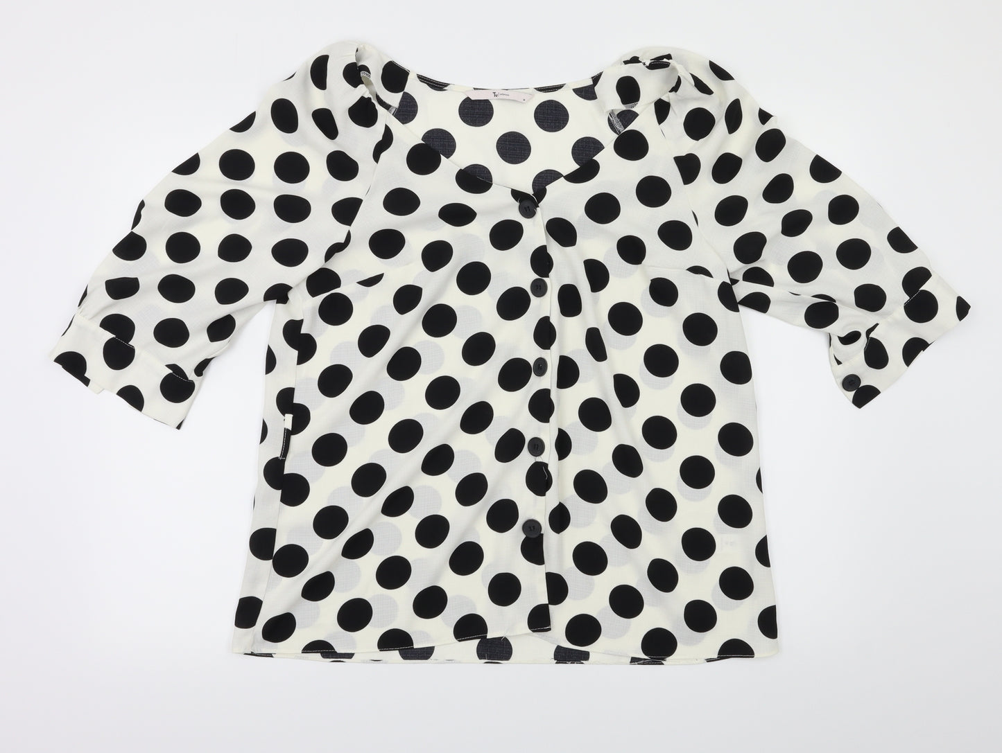 TU Womens White Polka Dot  Basic Blouse Size 14