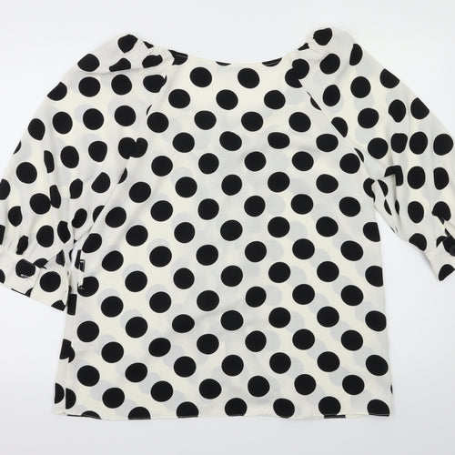 TU Womens White Polka Dot  Basic Blouse Size 14