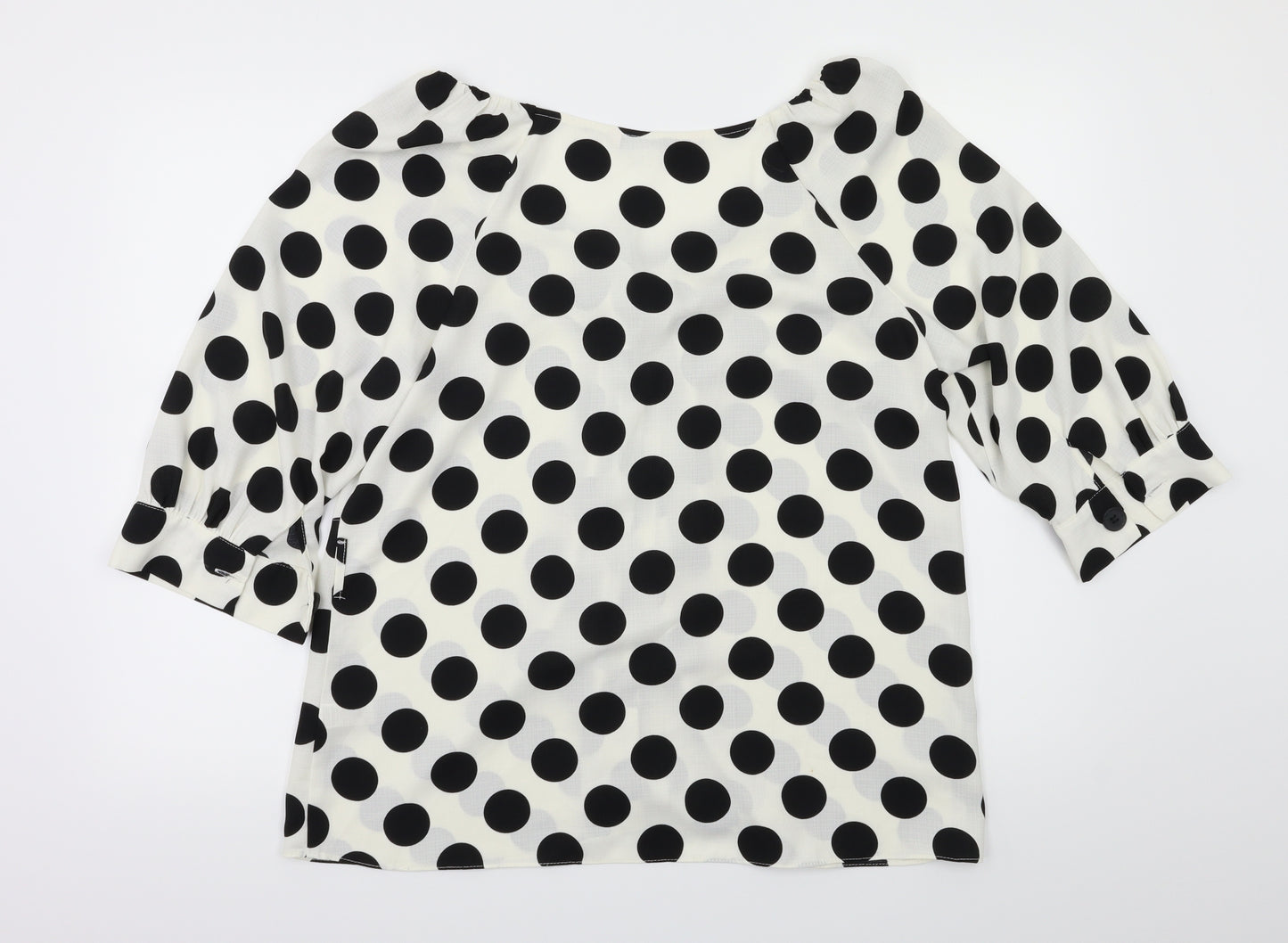 TU Womens White Polka Dot  Basic Blouse Size 14