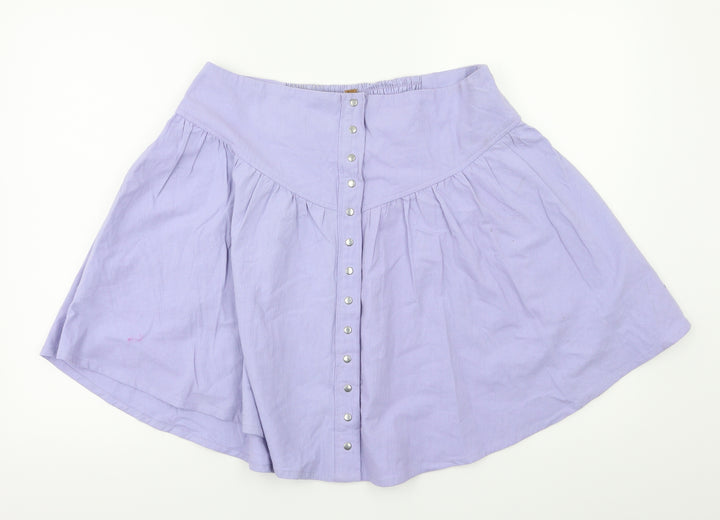 Three People Womens Purple Houndstooth Flare Skirt Size L