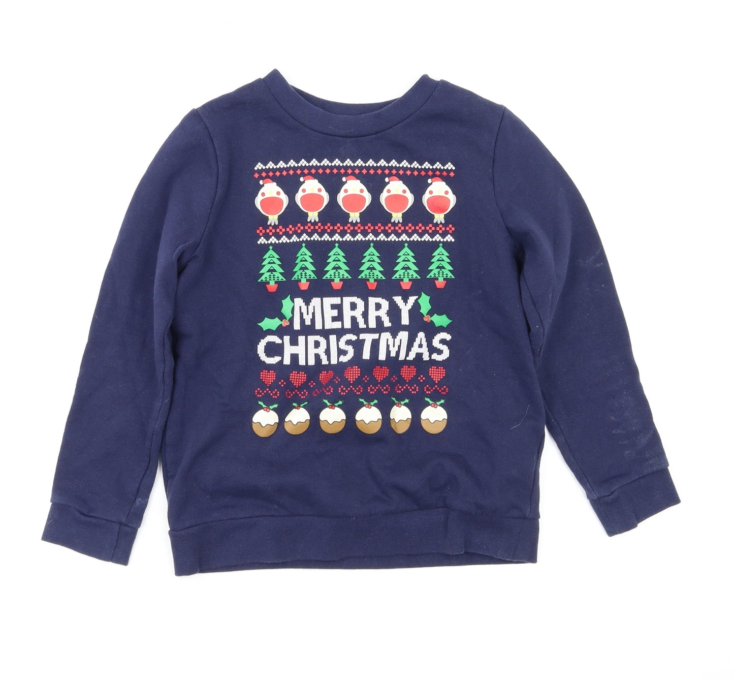 Lily&Dan Boys Blue Animal Print  Pullover Jumper Size 7-8 Years