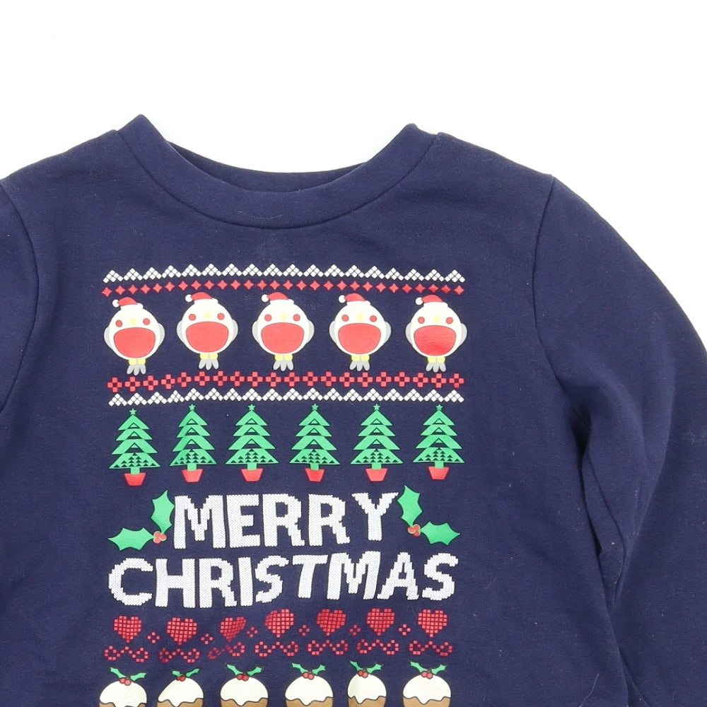 Lily&Dan Boys Blue Animal Print  Pullover Jumper Size 7-8 Years