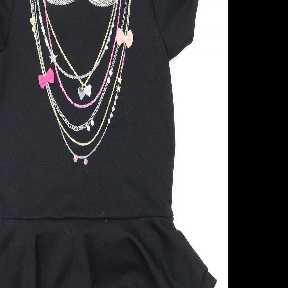 H&M Girls Black Animal Print  A-Line  Size 9-10 Years