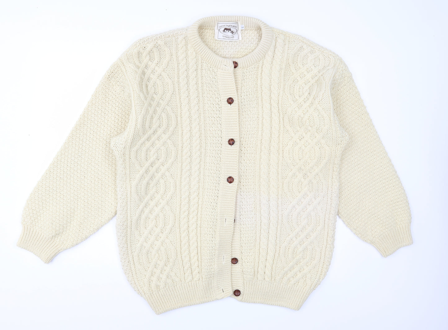 West Highland Woolens Womens Ivory  Knit Cardigan Jumper Size L
