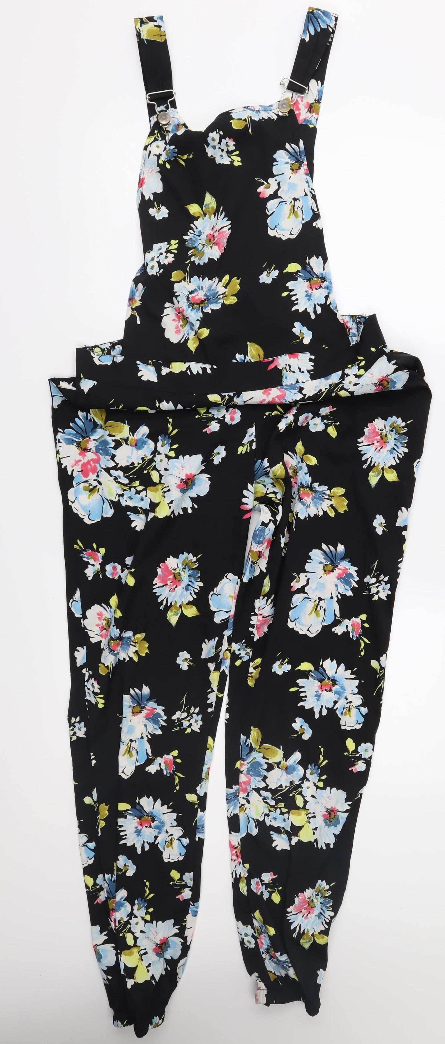 Atmosphere Womens Black Geometric Satin Dungaree One-Piece Size 12 L3 in