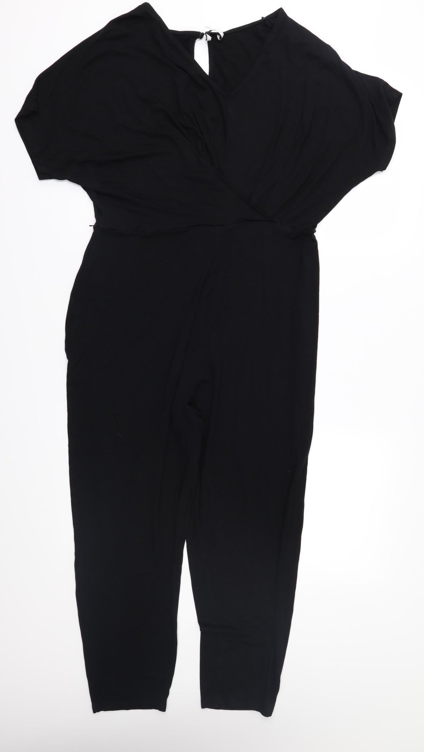 TU Womens Black  Jersey Jumpsuit One-Piece Size 14 L24 in