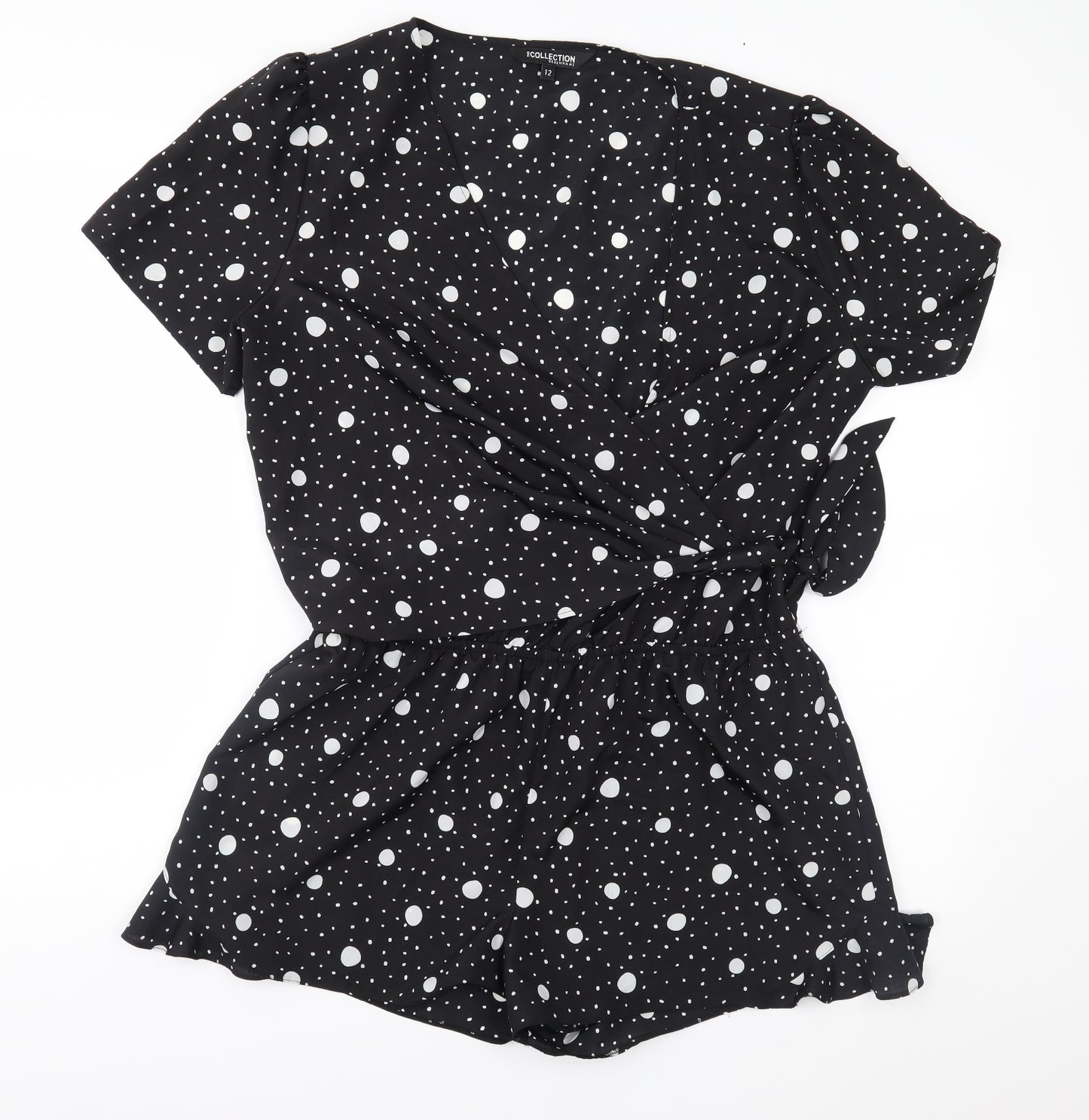 Debenhams Womens Black Polka Dot  Playsuit One-Piece Size 12