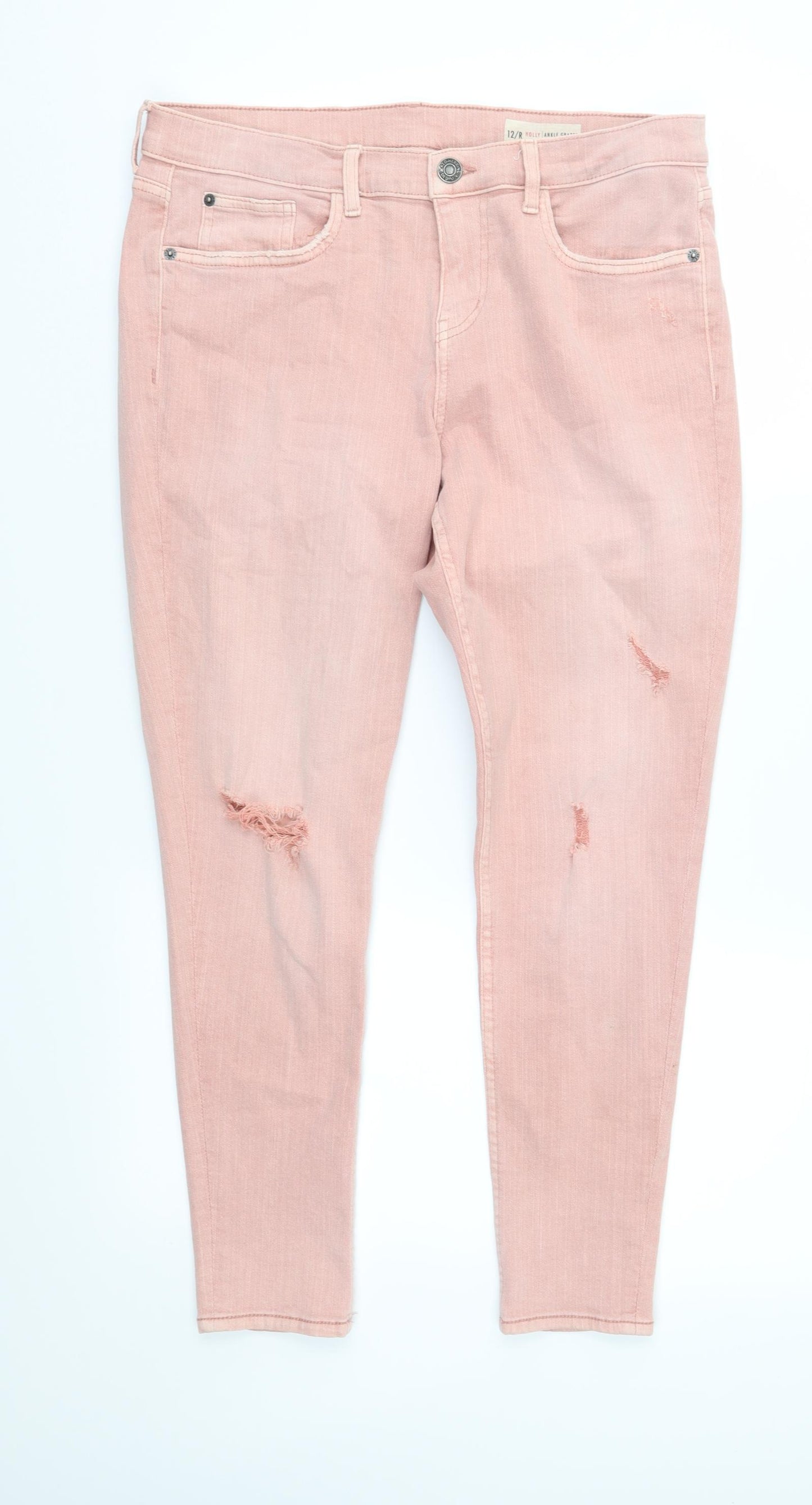 Red Herring Womens Pink  Denim Tapered Jeans Size 12 L26 in