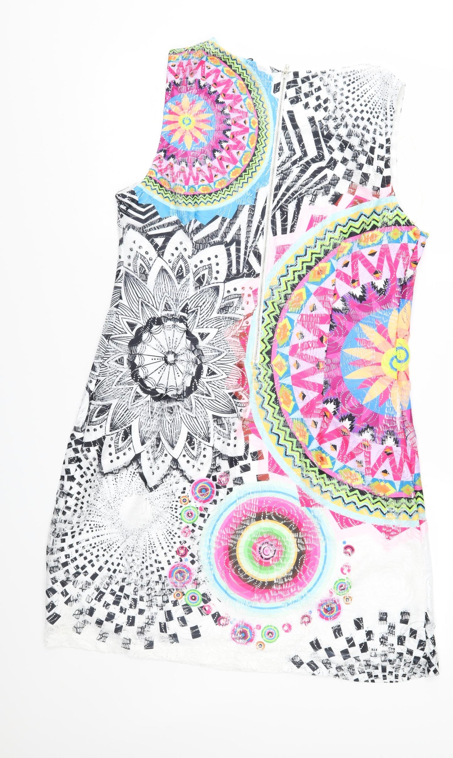 Izabel Womens Multicoloured Geometric Lace A-Line  Size 14