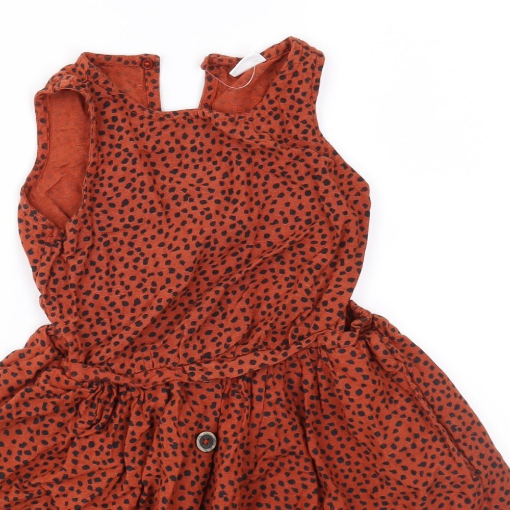 NEXT Girls Brown Animal Print  Fit & Flare  Size 5 Years