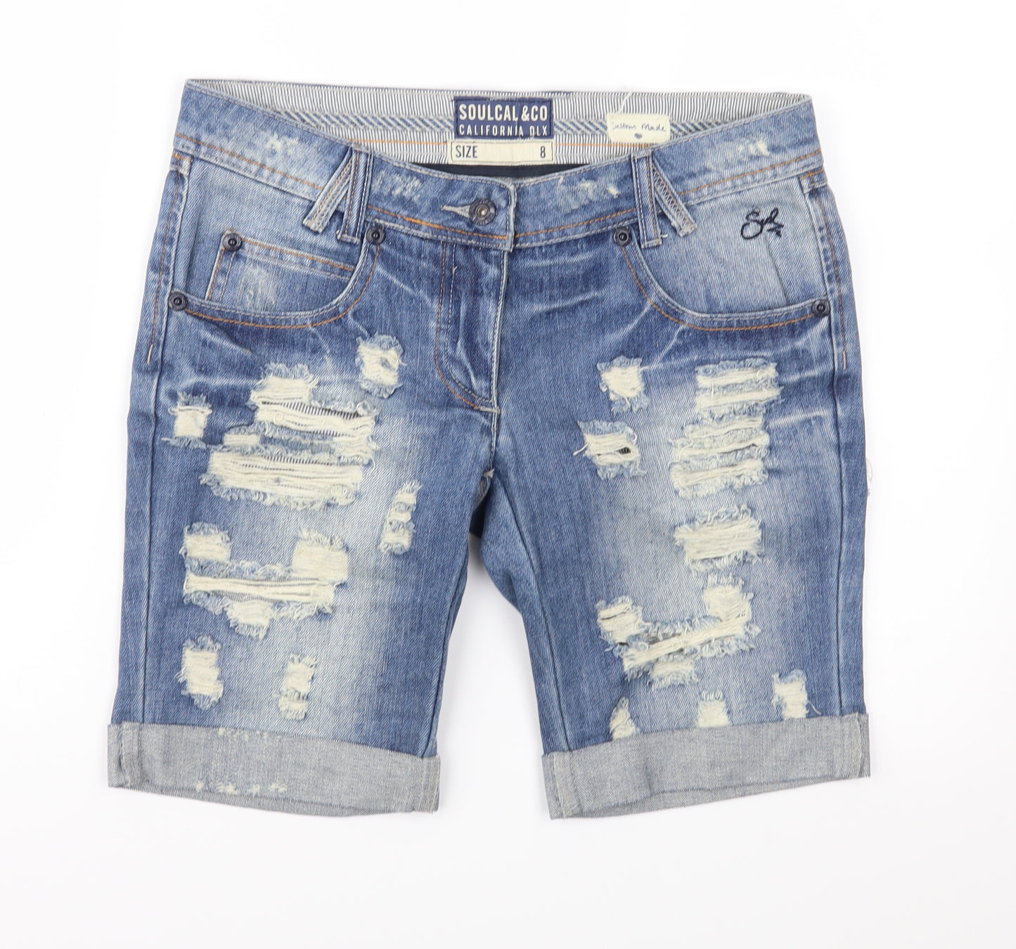 SoulCal&Co Womens Blue  Denim Cargo Shorts Size 10 - Distressed