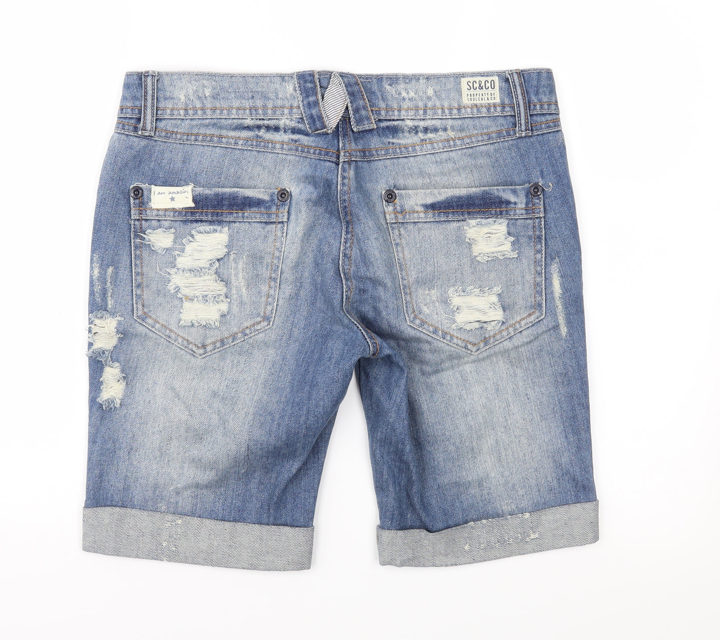 SoulCal&Co Womens Blue  Denim Cargo Shorts Size 10 - Distressed