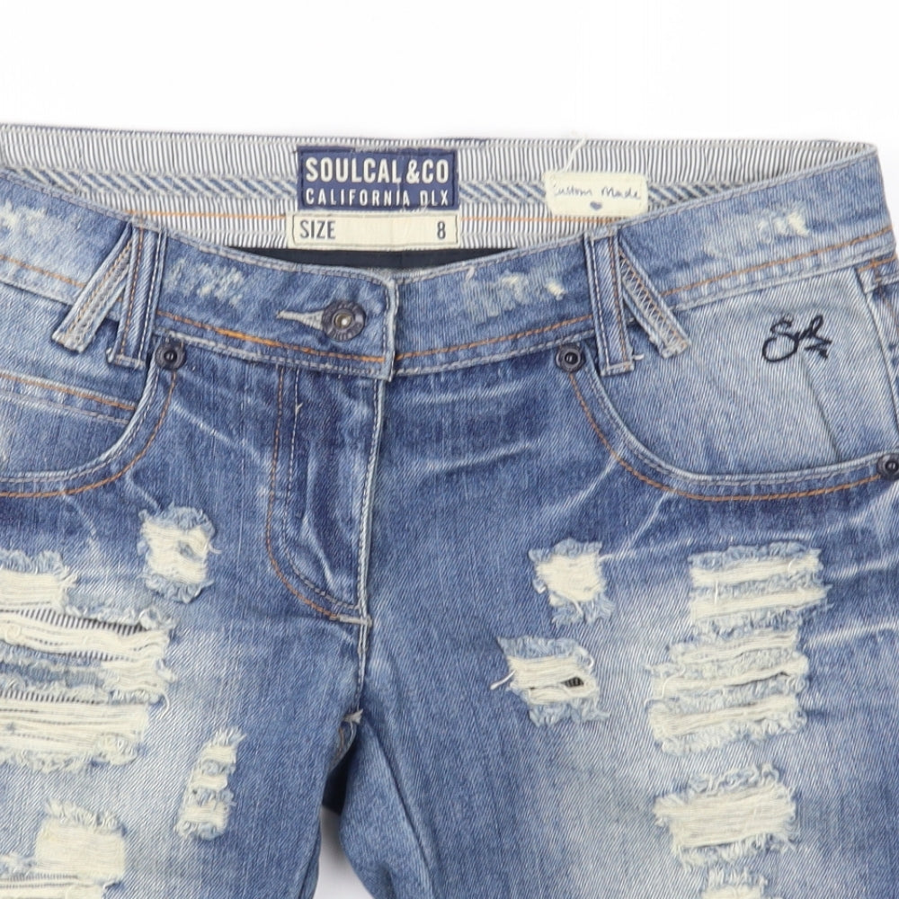 SoulCal&Co Womens Blue  Denim Cargo Shorts Size 10 - Distressed