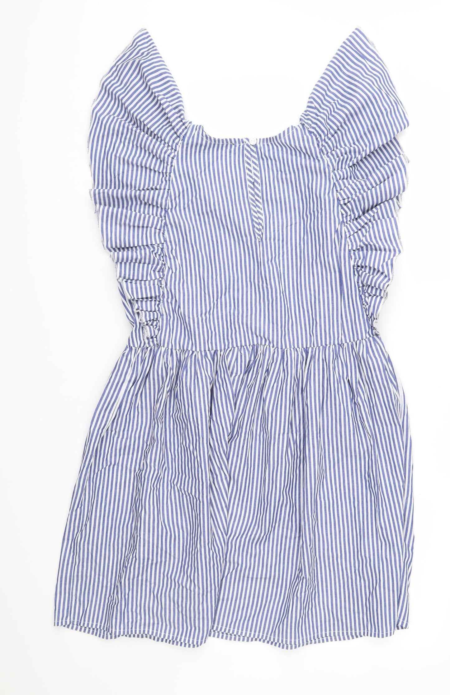 Boohoo Womens Blue Striped  Fit & Flare  Size 10