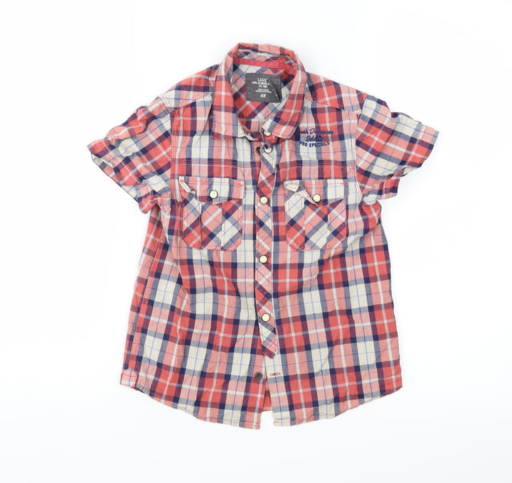 H&M Boys Red Check  Basic Button-Up Size 7 Years