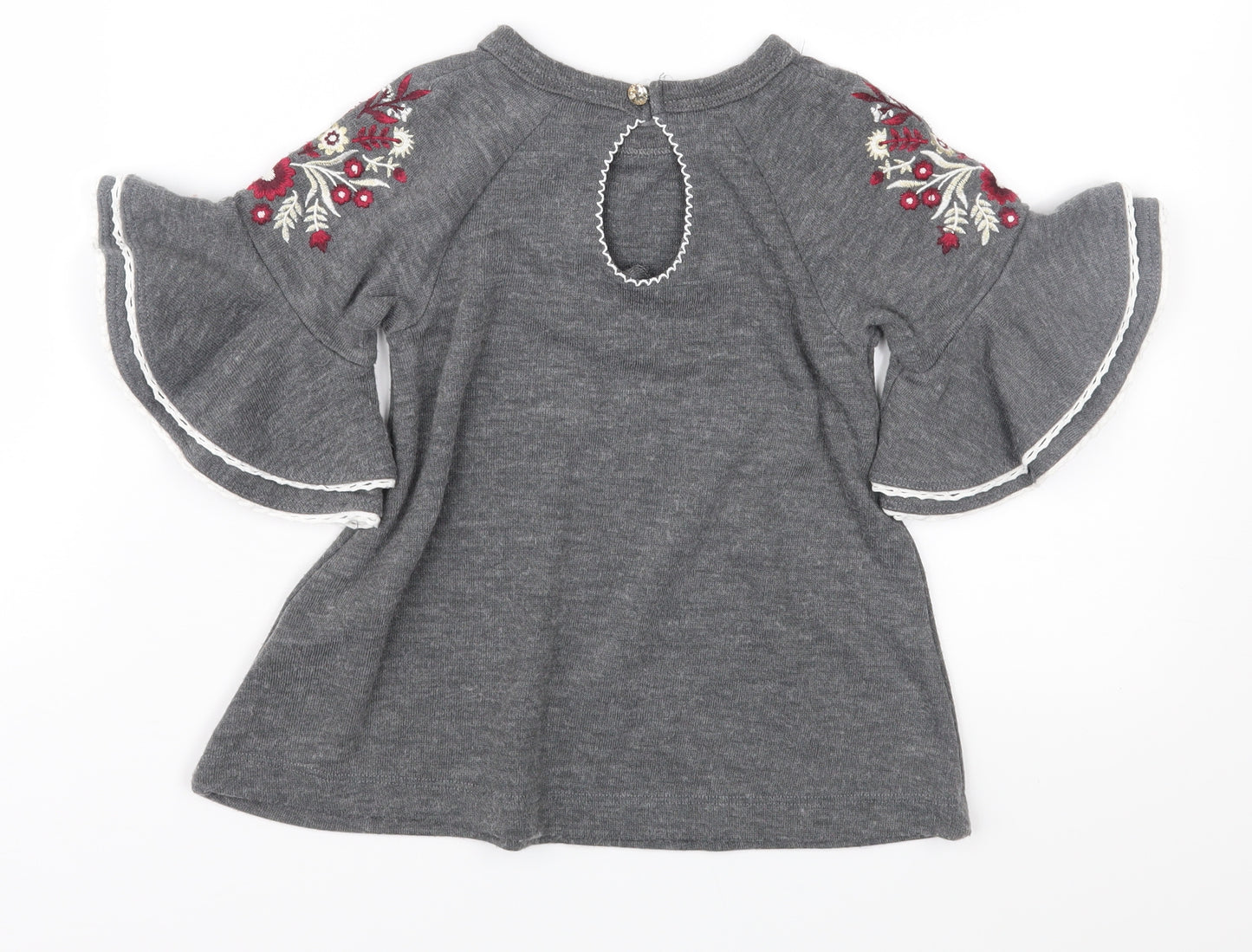 Tahari Girls Grey Floral Knit Jumper Dress  Size 2-3 Years