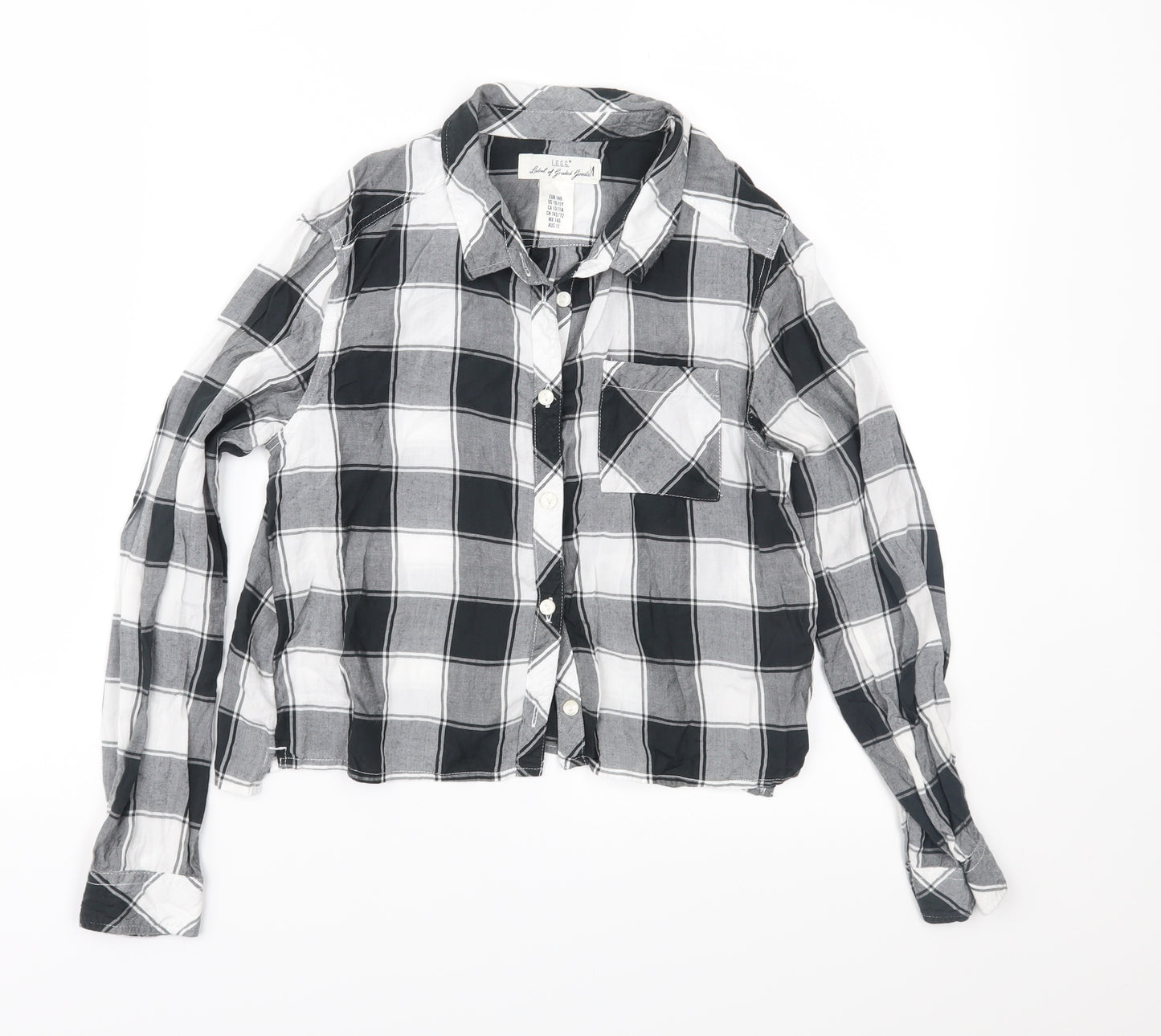 H&M Girls Black Check  Basic Button-Up Size 11 Years