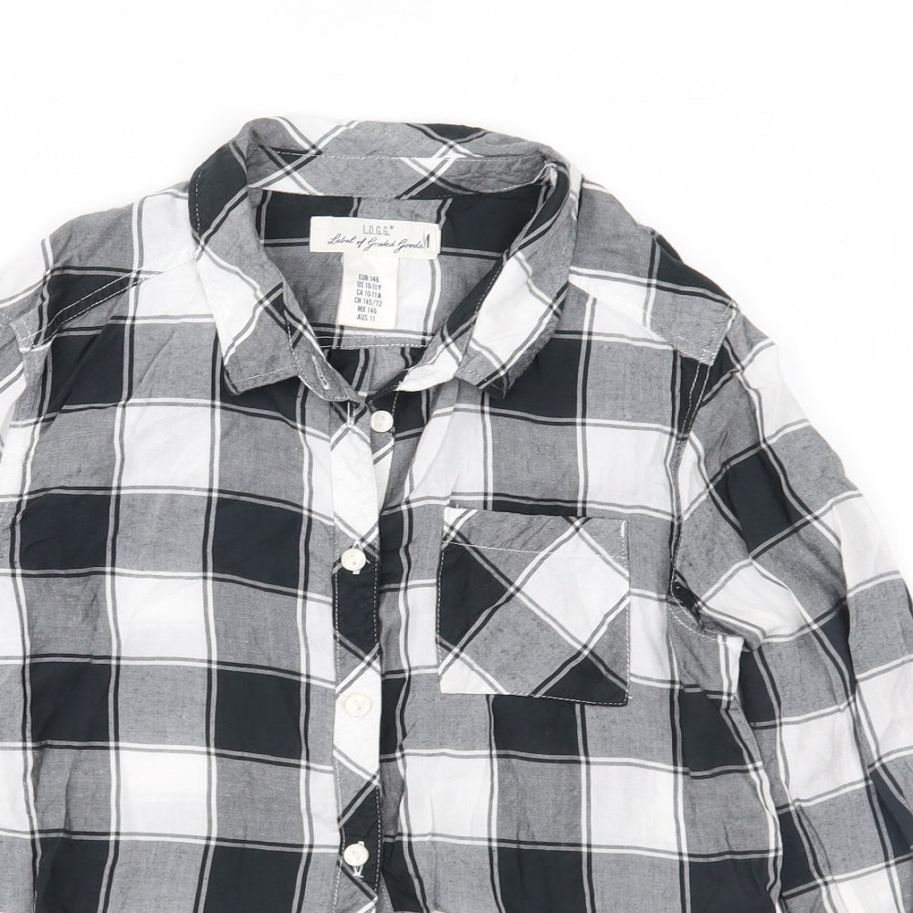 H&M Girls Black Check  Basic Button-Up Size 11 Years