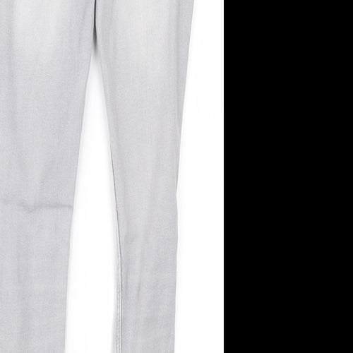 H&M Girls Grey  Denim Skinny Jeans Size 11 Years - Distressed