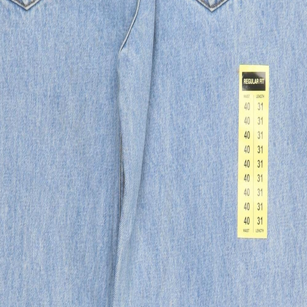 Euro Denim Mens Blue  Denim Straight Jeans Size 40 in L31 in