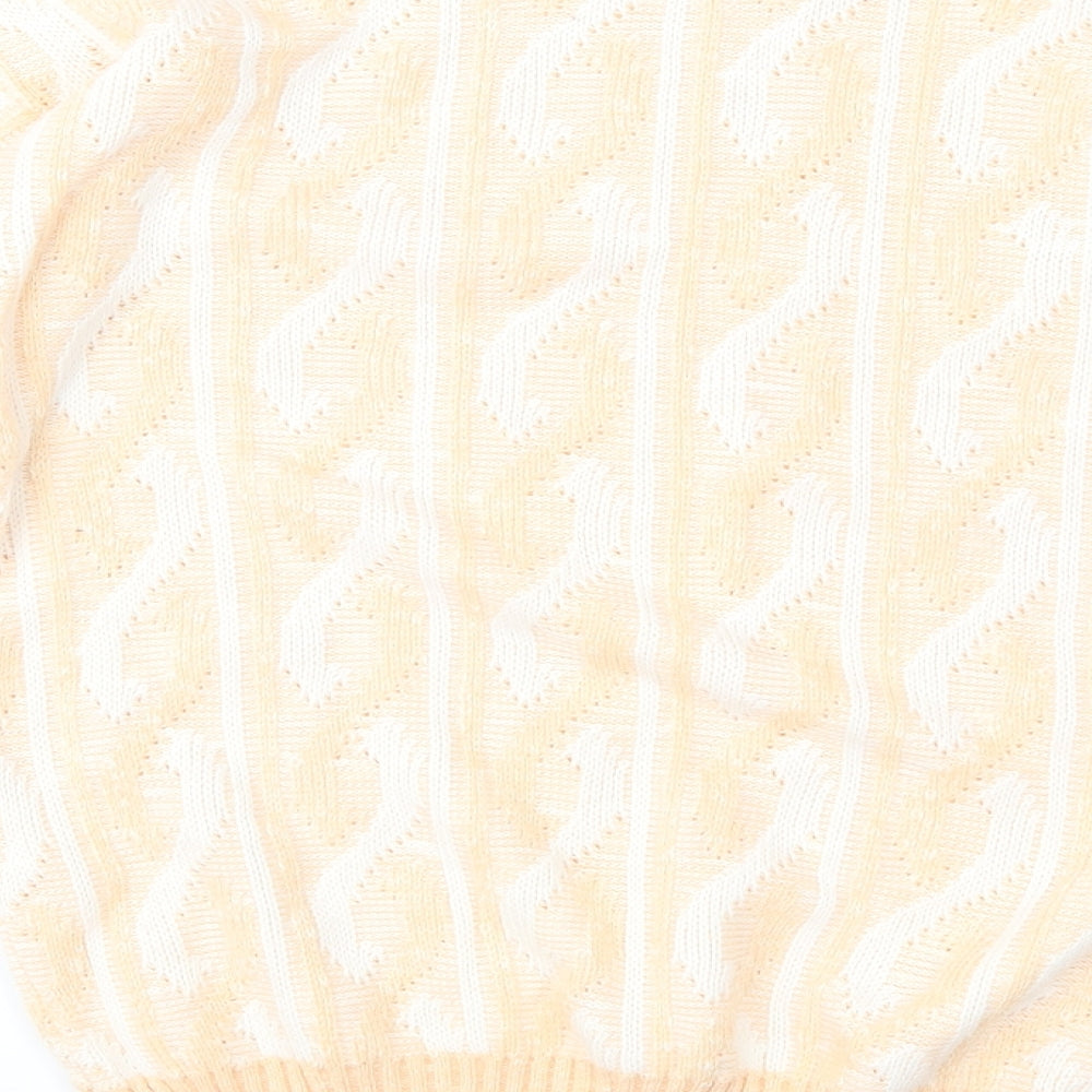 Leo Gemelli Womens Orange Geometric Knit Pullover Jumper Size L